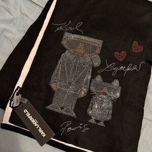 NEW! Super cute CHOUPETTE AND KARL EMBELLISHED SCARF from KARL LAGERFELD PARIS